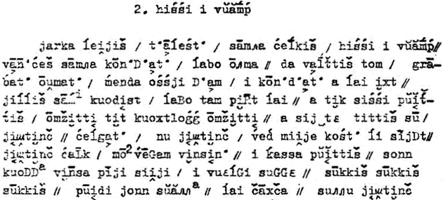 Sample text in Akkala Sámi