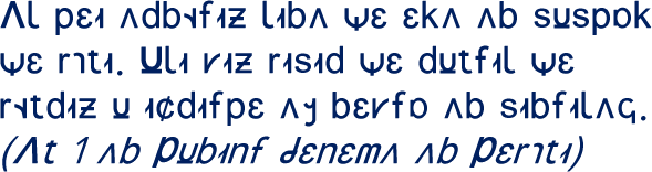 Al pei adbøfiz liba we eka ab suspok we rãti. Uli viz risid we dutfil we røtdiz u icdifpe ay bevfo ab sibfilag. (At 1 ab Pubinf Jenema ab Perãti)