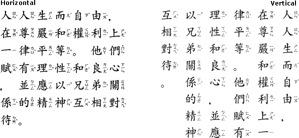 Sample text in Chinese with zhuyin