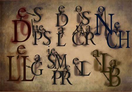 Artistic sample in the Latin alphabet