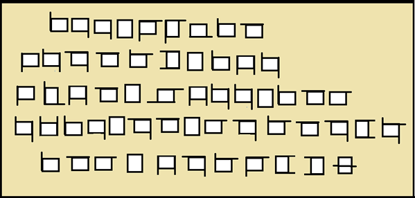 Sample text in English in the Sauropoda alphabet