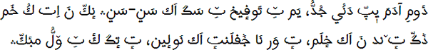 دٔومِ آدَمَ يٖپّ دَنُي جُدُّ، يَم ݖِ تَوفٕيخ ݖِ سَگ اَك سَݧ-سَݧ؞ نٕكّ نَ اِت كُ خَم دٞگّ تٕ ٚند نَ اَك خٕلَم، تٕ وَر نَا جٞفلَنتٕ اَك نَولٕين، تٕ تٕگ كٔ ݖِ وٚلُّ مبٔكّ؞